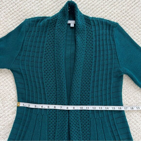 Notations Teal Long Sleeve Midweight Swingy Knit Cardigan Sweater - Picture 12 of 15